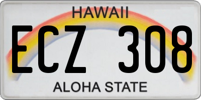 HI license plate ECZ308