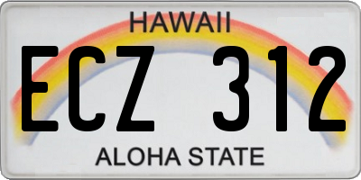 HI license plate ECZ312