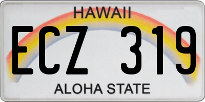 HI license plate ECZ319