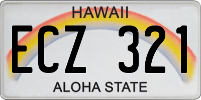 HI license plate ECZ321