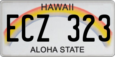 HI license plate ECZ323