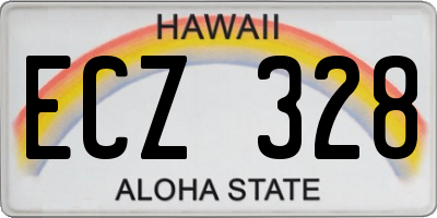 HI license plate ECZ328