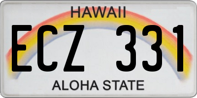 HI license plate ECZ331