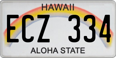 HI license plate ECZ334