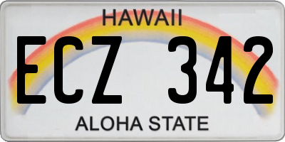 HI license plate ECZ342
