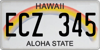 HI license plate ECZ345