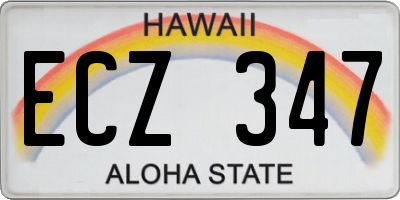 HI license plate ECZ347