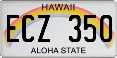 HI license plate ECZ350
