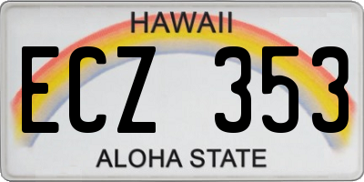 HI license plate ECZ353
