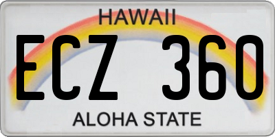 HI license plate ECZ360