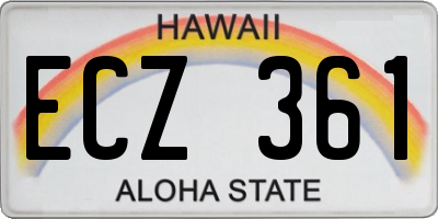 HI license plate ECZ361