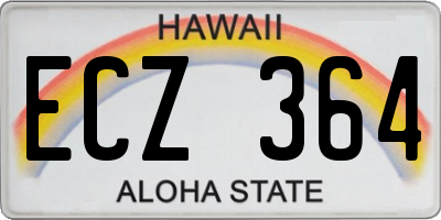 HI license plate ECZ364