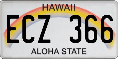 HI license plate ECZ366