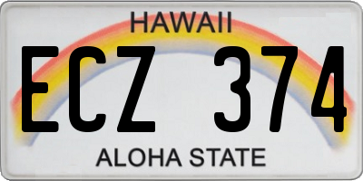 HI license plate ECZ374