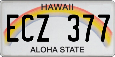 HI license plate ECZ377