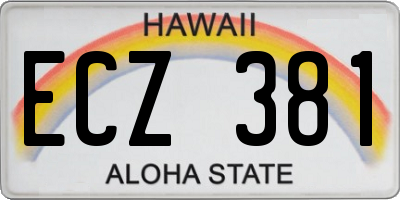 HI license plate ECZ381