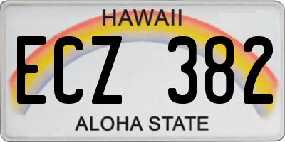 HI license plate ECZ382