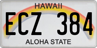 HI license plate ECZ384
