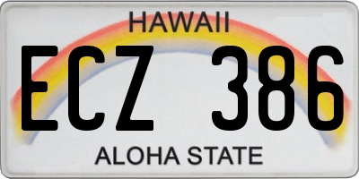 HI license plate ECZ386