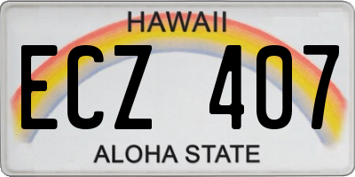 HI license plate ECZ407