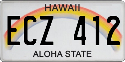 HI license plate ECZ412