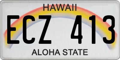 HI license plate ECZ413