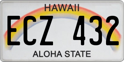 HI license plate ECZ432