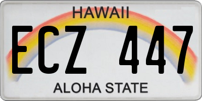 HI license plate ECZ447