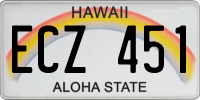 HI license plate ECZ451