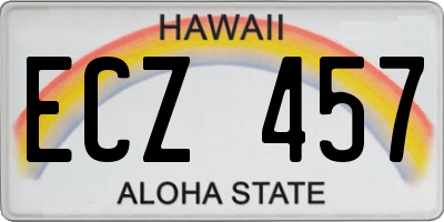 HI license plate ECZ457