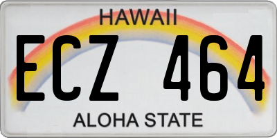 HI license plate ECZ464