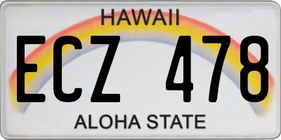 HI license plate ECZ478