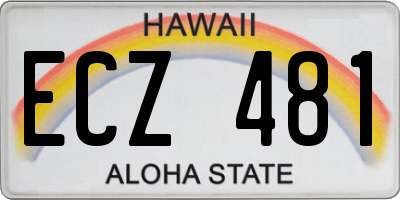 HI license plate ECZ481