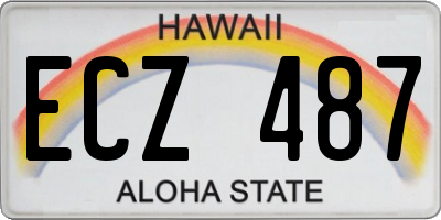 HI license plate ECZ487