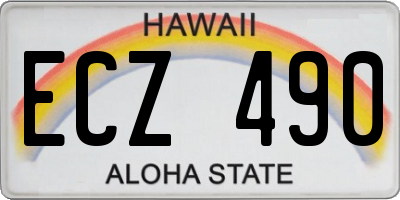 HI license plate ECZ490