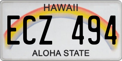 HI license plate ECZ494
