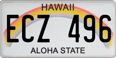 HI license plate ECZ496