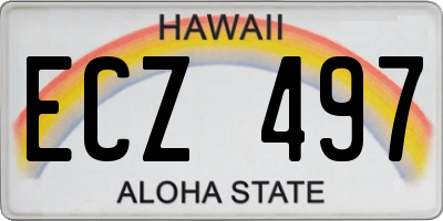 HI license plate ECZ497