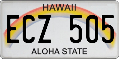 HI license plate ECZ505