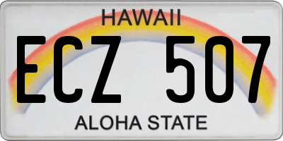HI license plate ECZ507