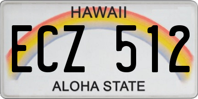 HI license plate ECZ512