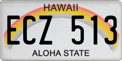 HI license plate ECZ513