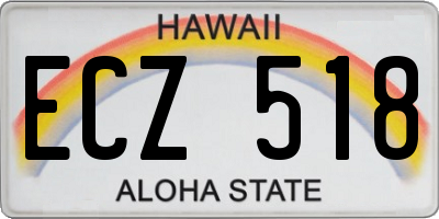 HI license plate ECZ518