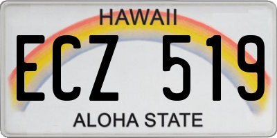 HI license plate ECZ519