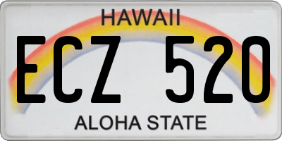 HI license plate ECZ520