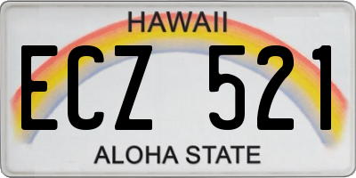 HI license plate ECZ521