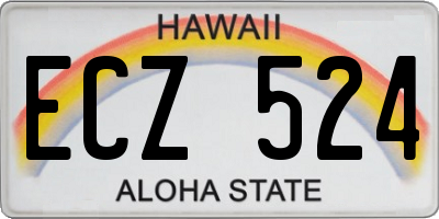 HI license plate ECZ524