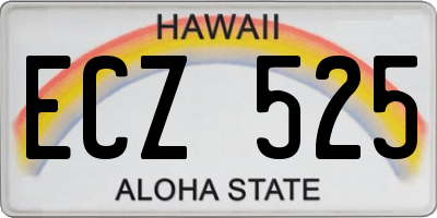 HI license plate ECZ525