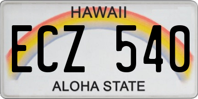 HI license plate ECZ540