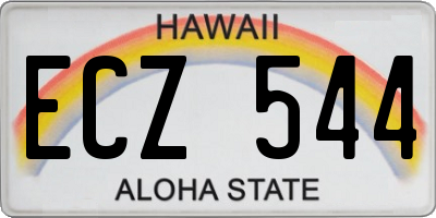 HI license plate ECZ544
